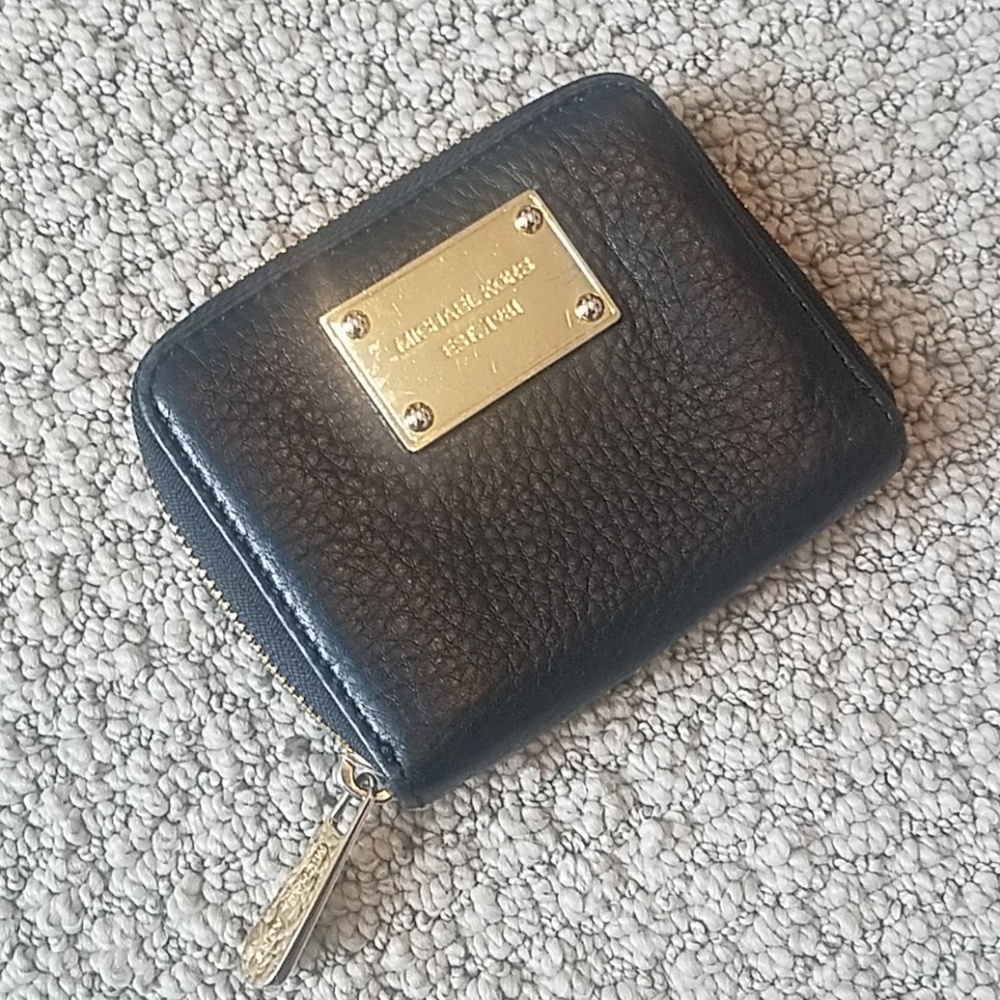 Authentic Black leather zip around wallet